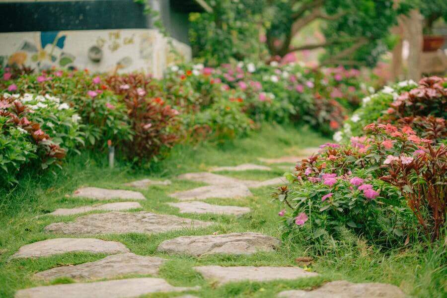 Feng Shui Garden Design | open, airy path with flowers that's calm & inviting | Own Home Style